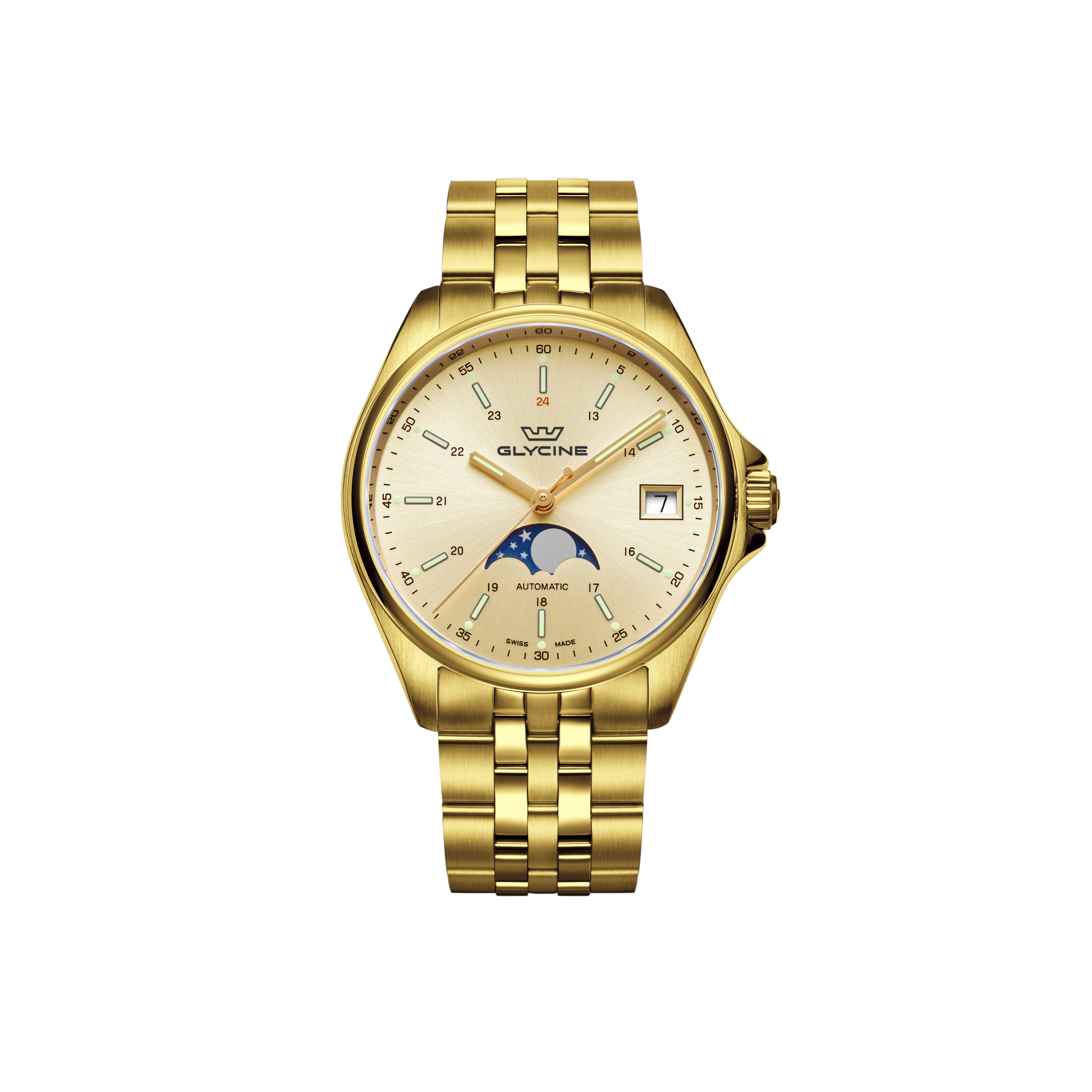 Glycine Unisex Combat Classic Moonphase 36mm Automatic Watch GL0247
