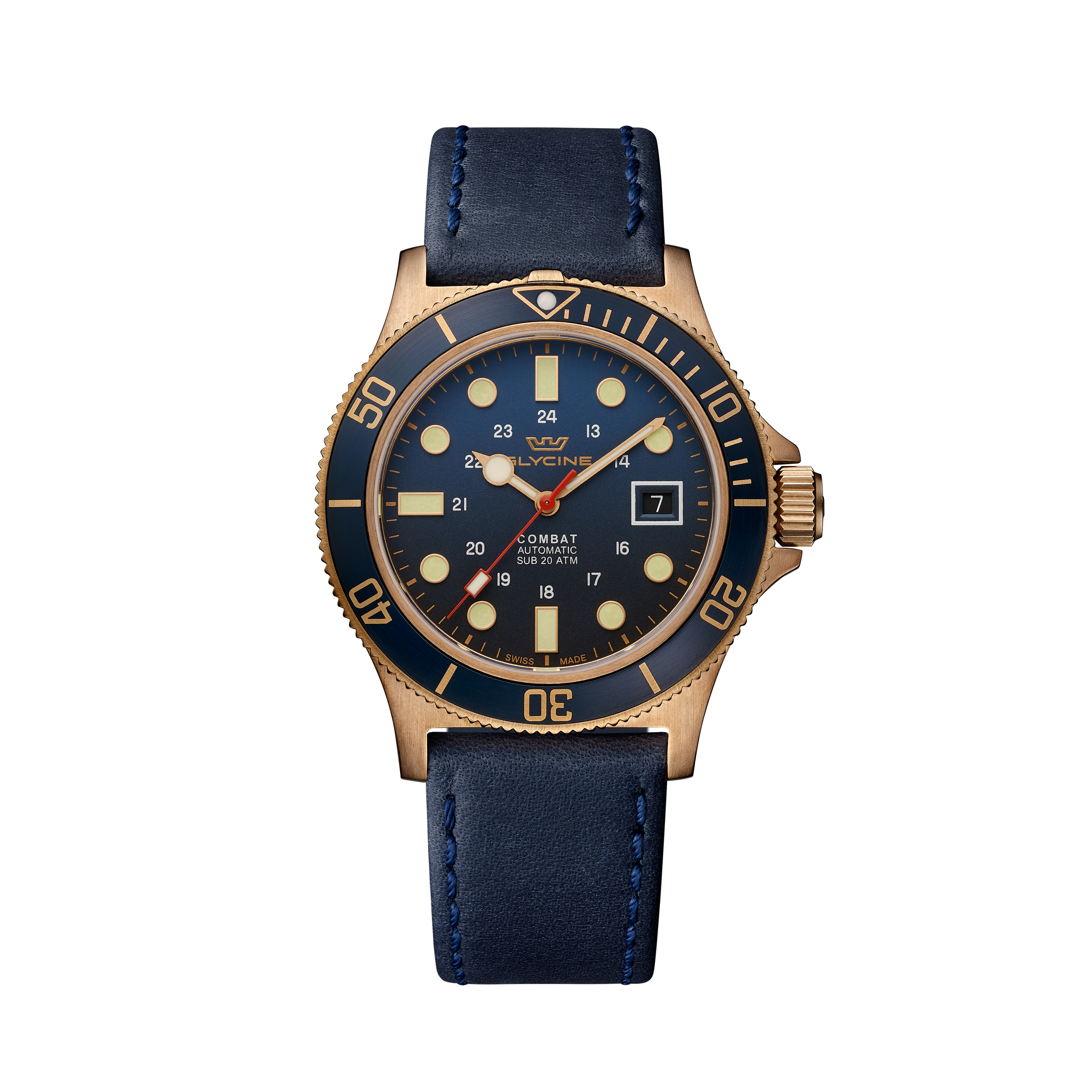 글리신 남성용 컴뱃 서브 브론즈 42mm 오토매틱 시계 GL0374