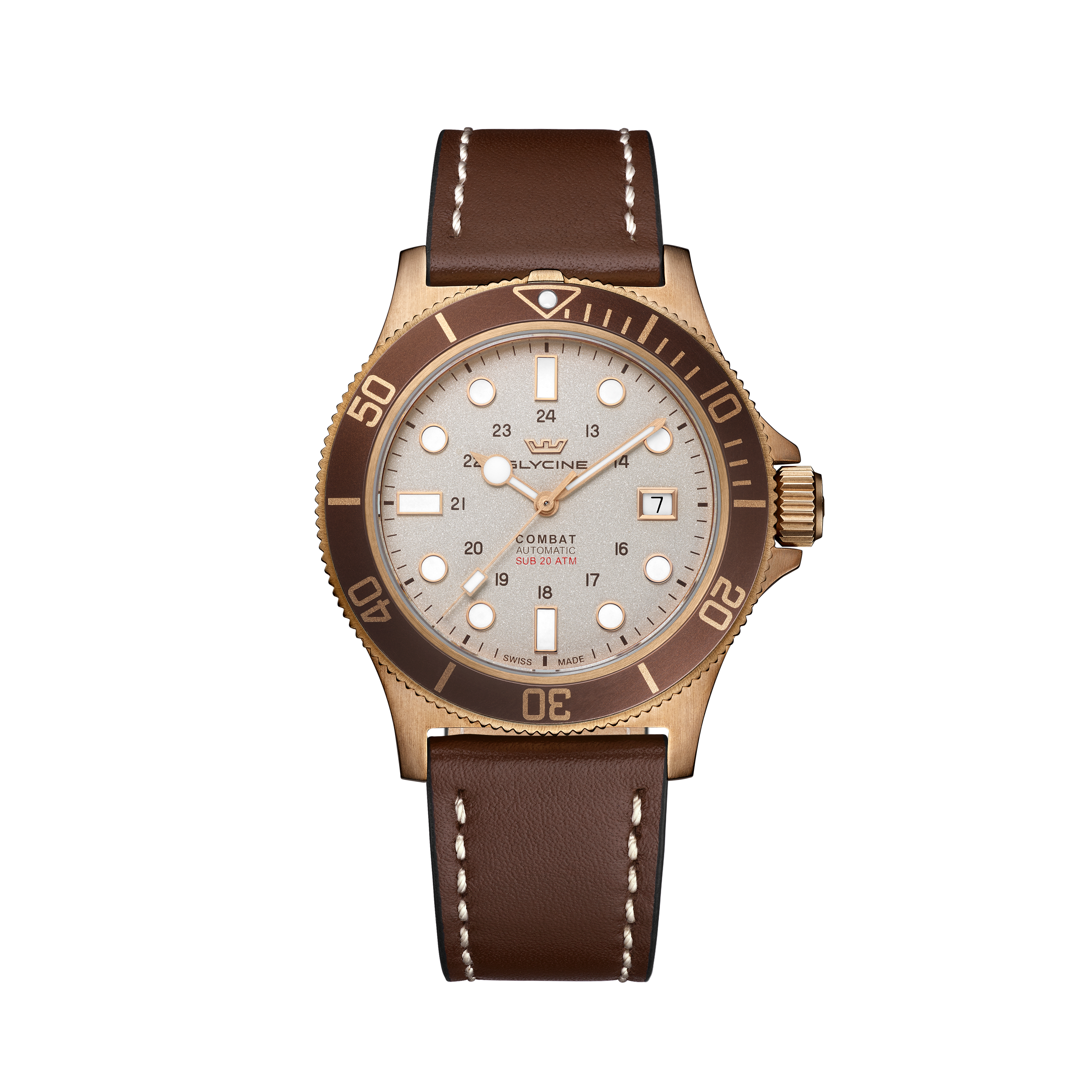 Glycine 남성용 Combat Sub Bronze 42mm 자동 시계 GL0547