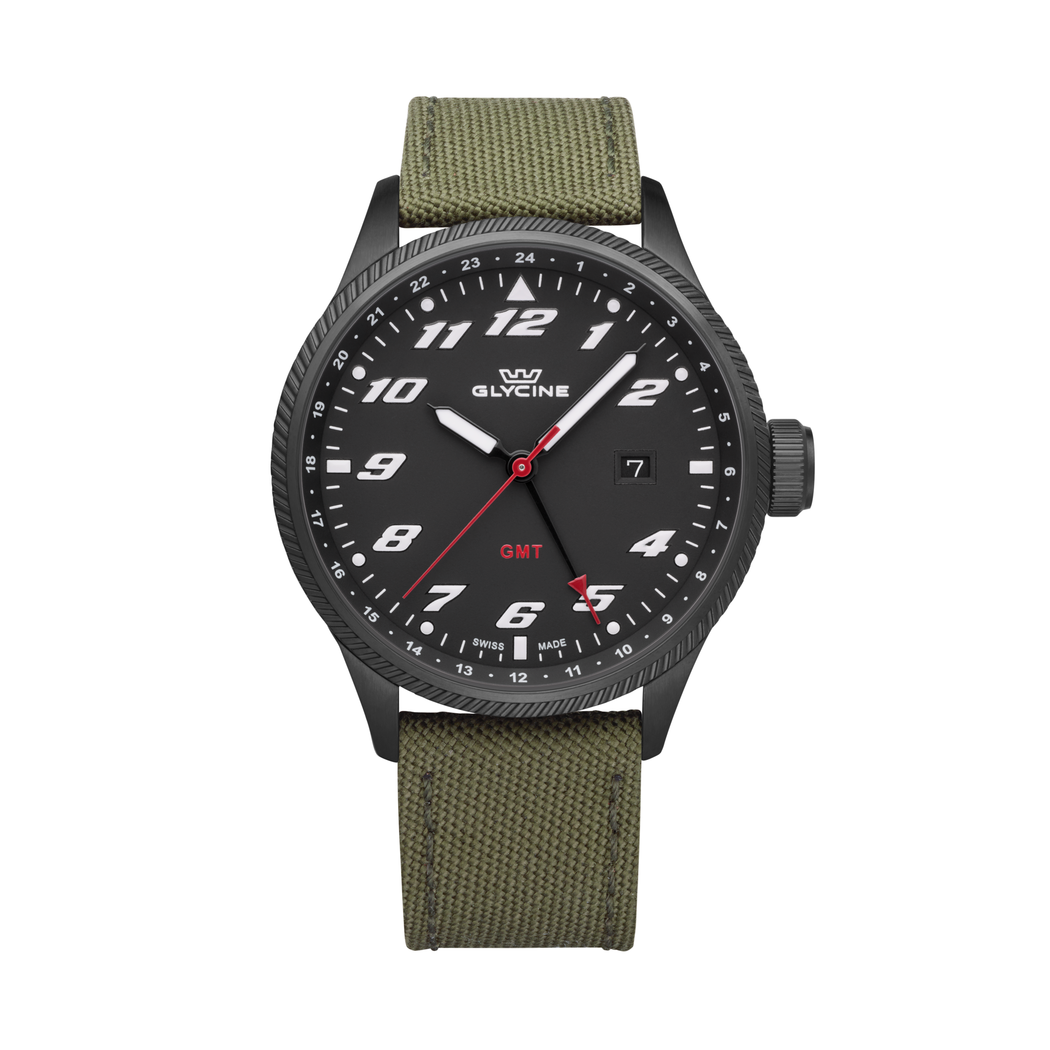 Glycine 남성 에어맨 GMT 45mm 쿼츠 시계 GL1007