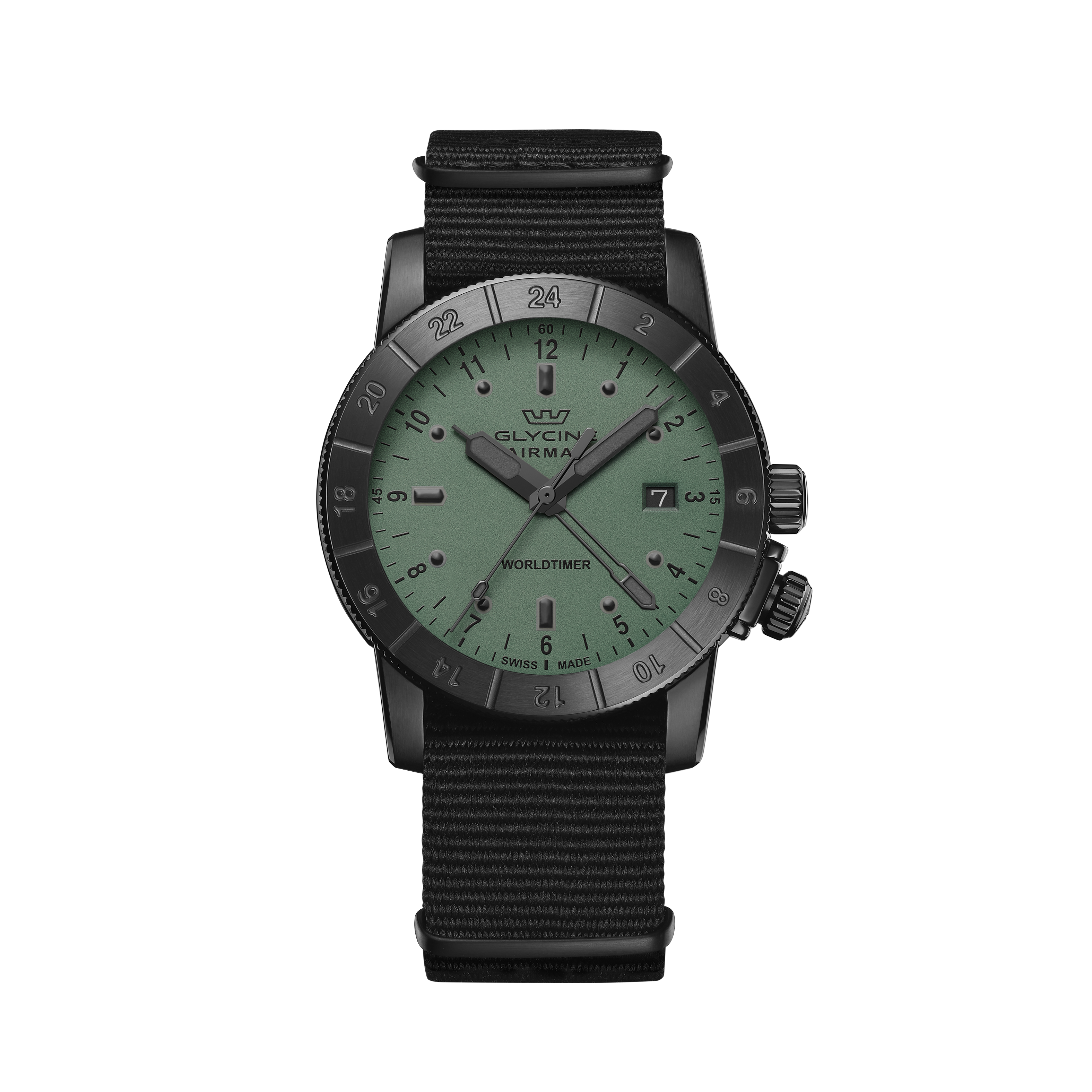 Glycine Reloj de cuarzo Airman Worldtimer GMT para hombre de 42 mm GL1024
