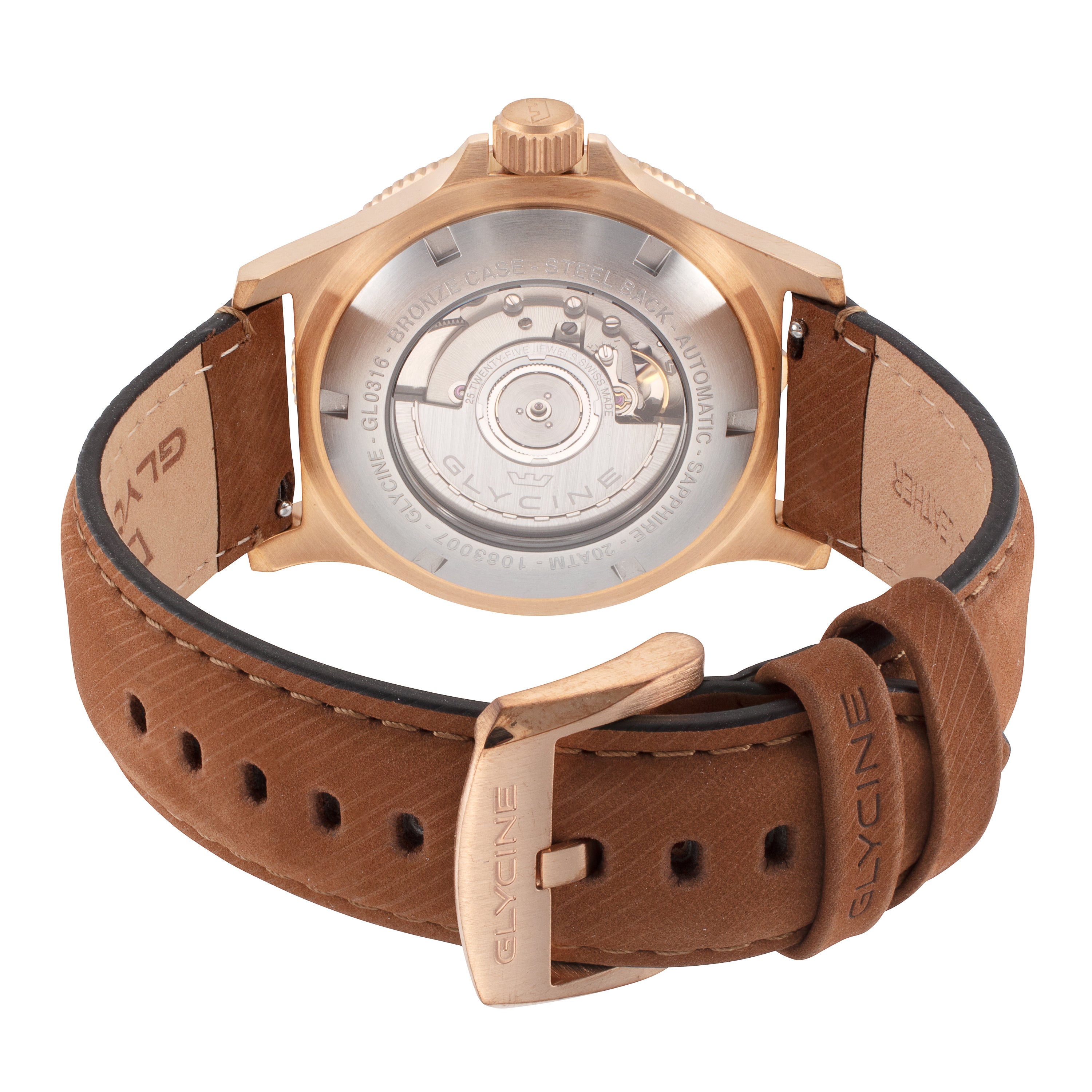 글리신 남성용 컴뱃 서브 스포츠 GMT 브론즈 42mm 오토매틱 시계 GL0316