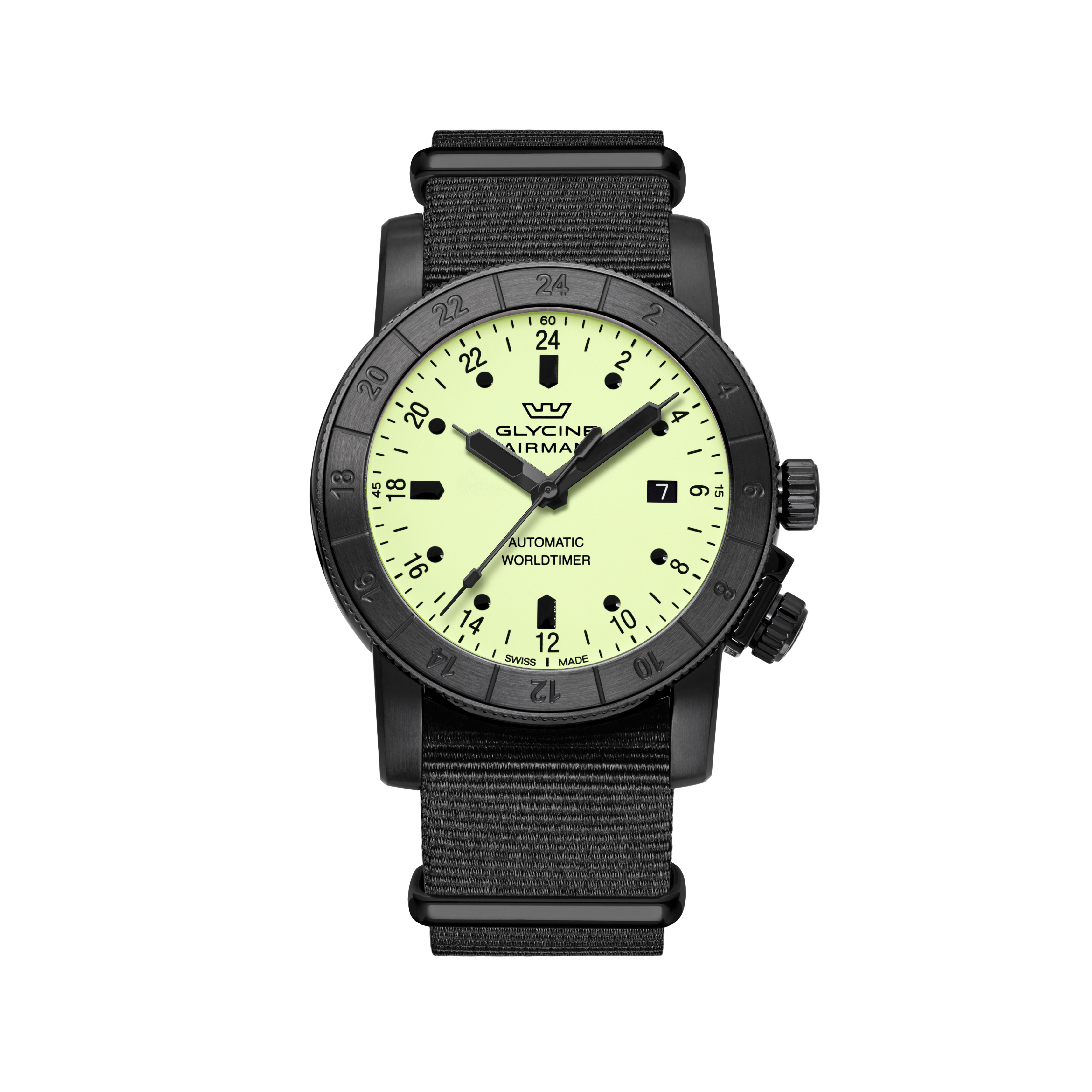 Glycine Men's Airman Purist Worldtimer 42mm Automatic Watch GL0142