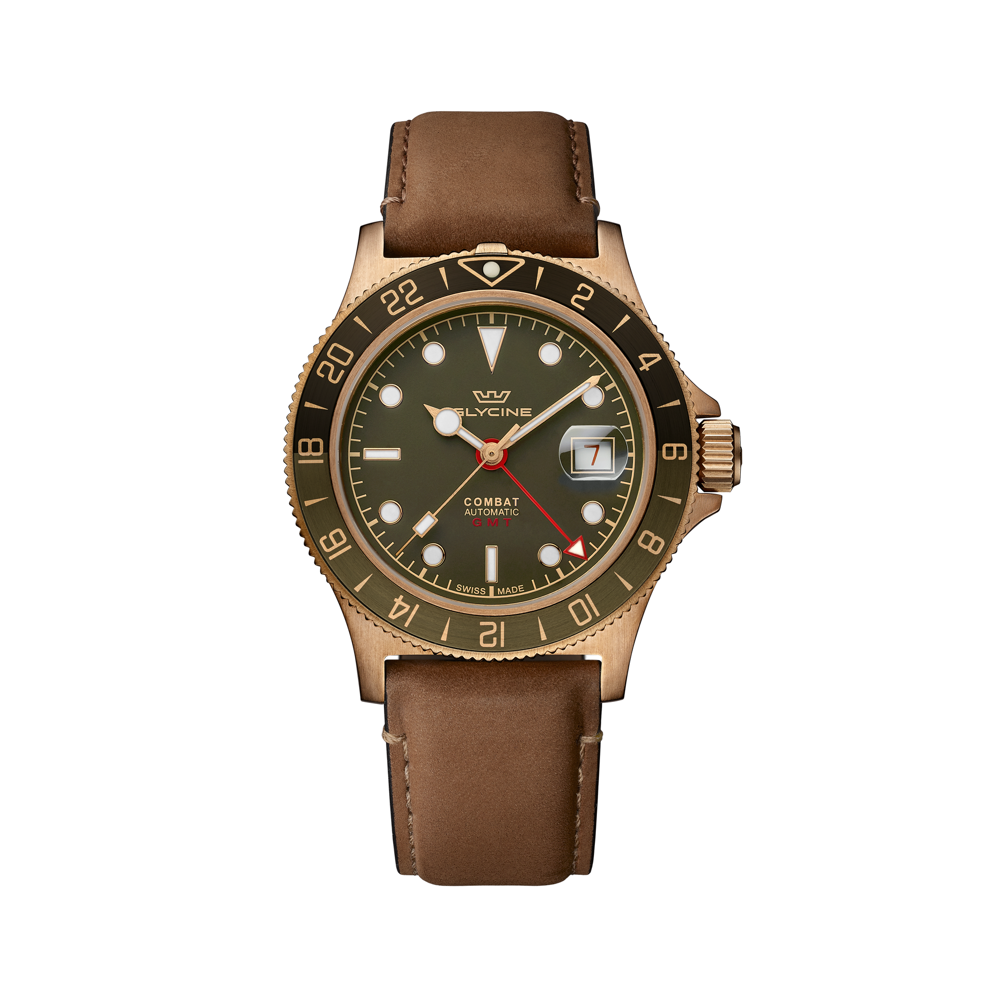 Glycine Men's Combat Sub Sport GMT Bronze 42mm Automatic Watch GL0318