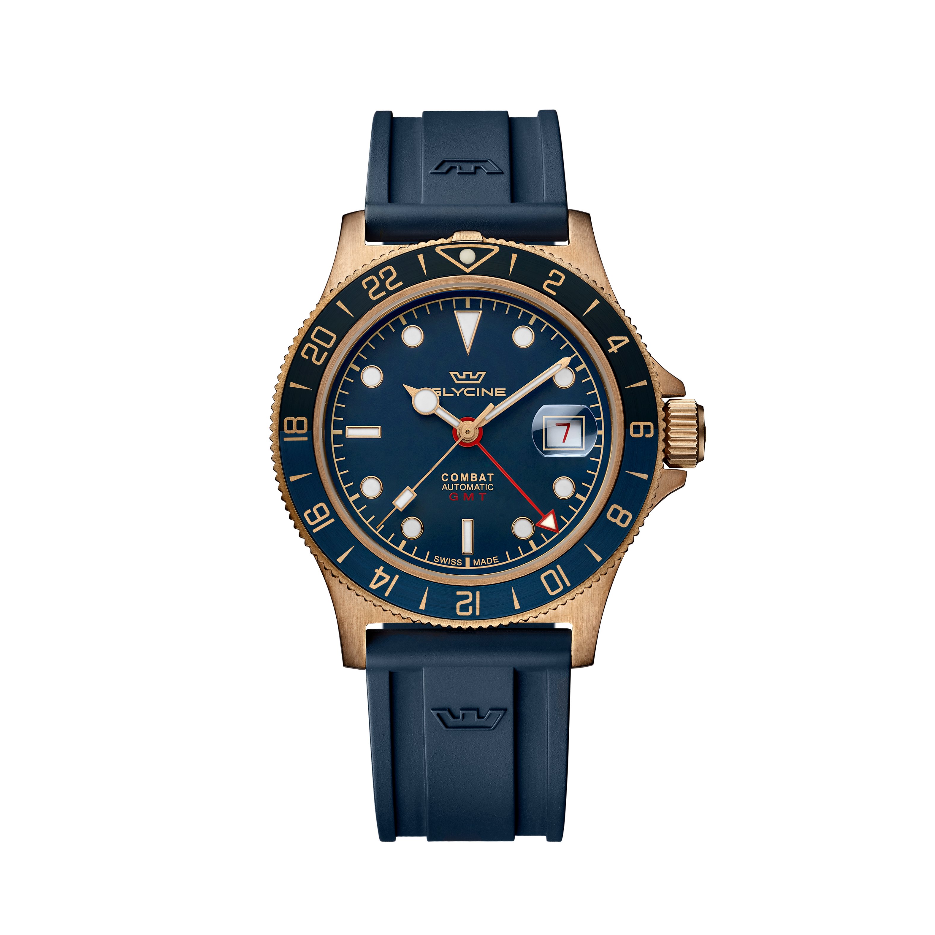 Glycine 남성용 Combat Sub Sport GMT 브론즈 42mm 자동 시계 GL0321