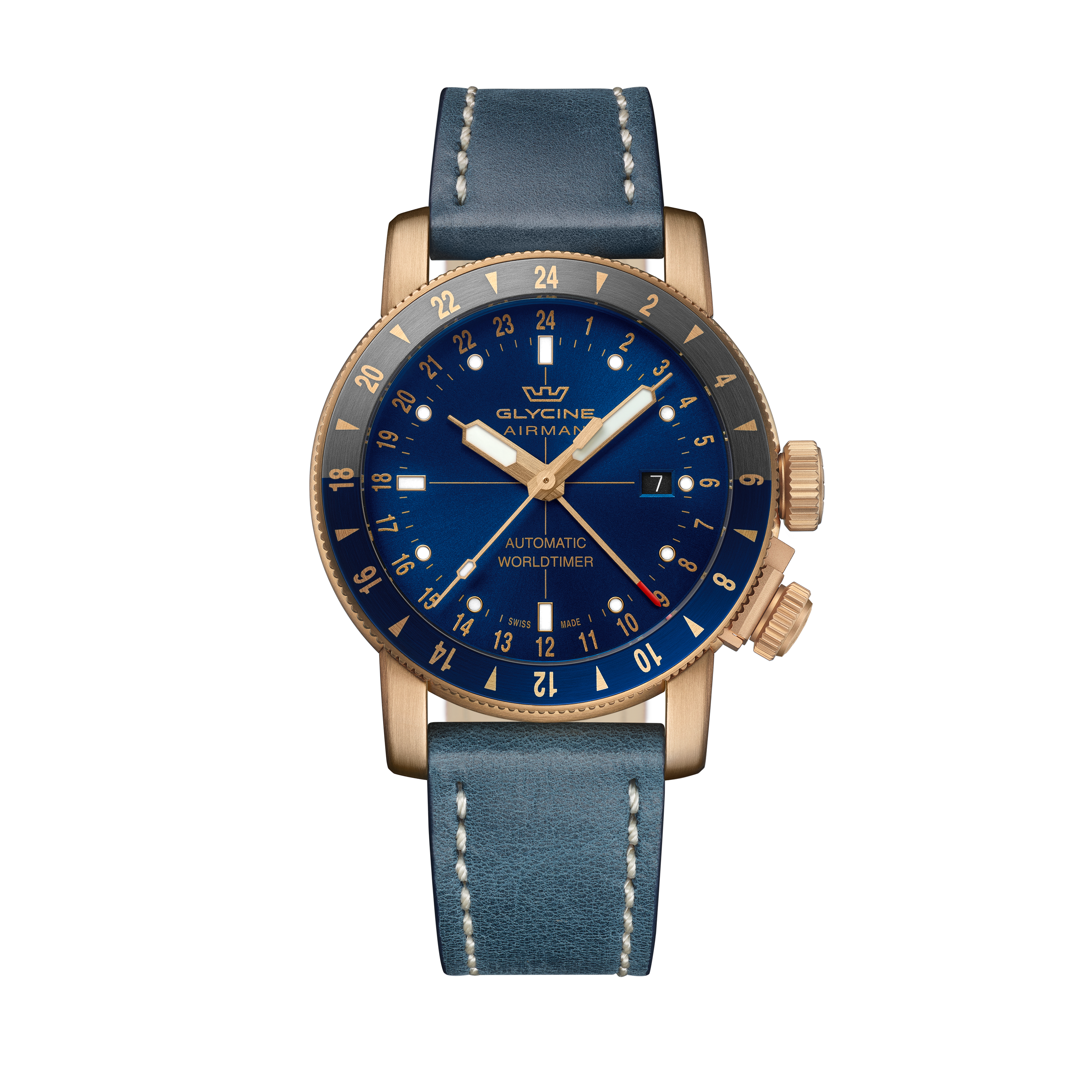 Glycine Men's Airman Contemporary Bronze GMT 44mm Automatic Watch GL0548