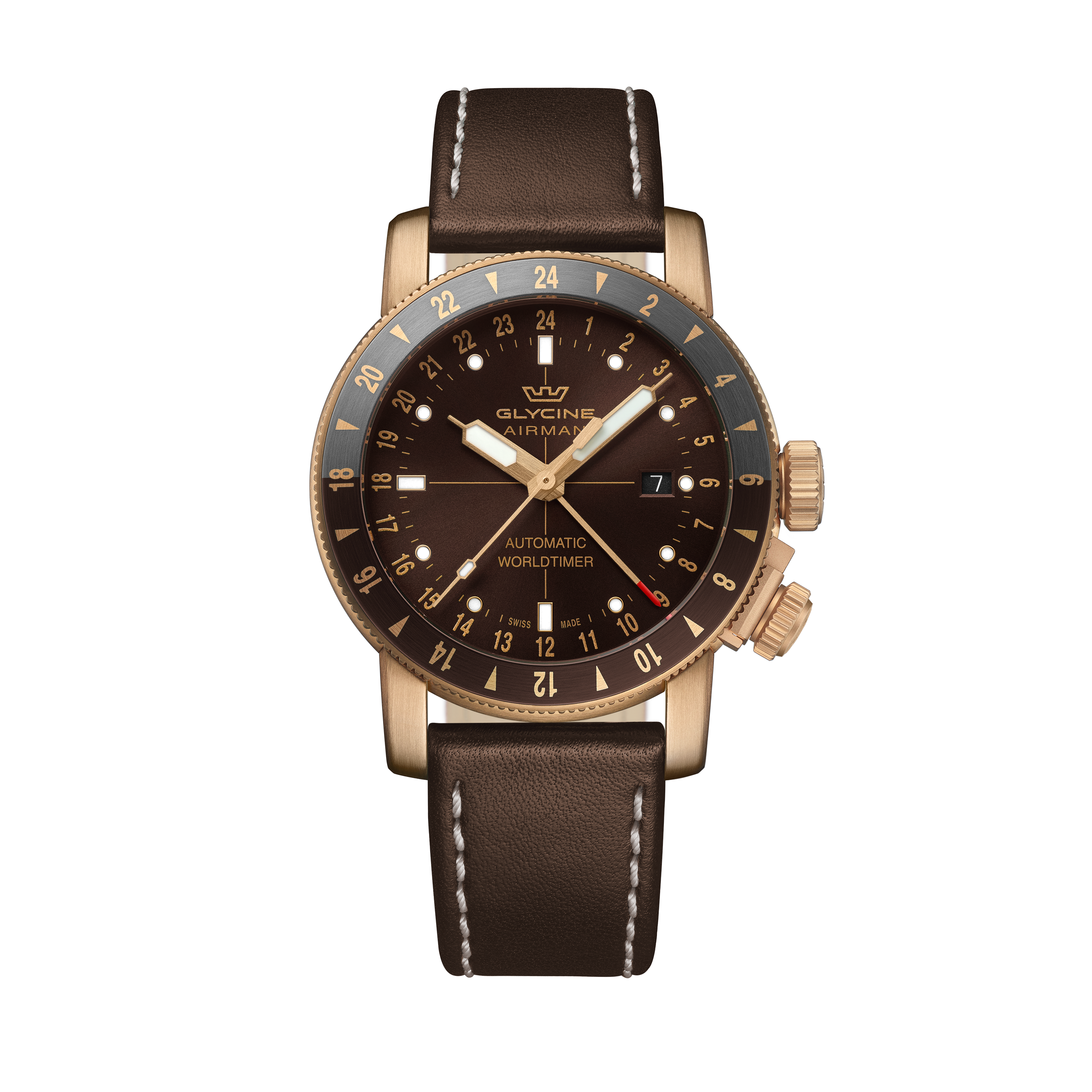 Glycine Men's Airman Contemporary Bronze GMT 44mm Automatic Watch GL0549