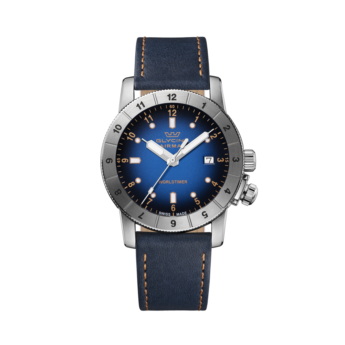 Reloj de cuarzo Glycine Airman Worldtimer de 42 mm para hombre GL1022