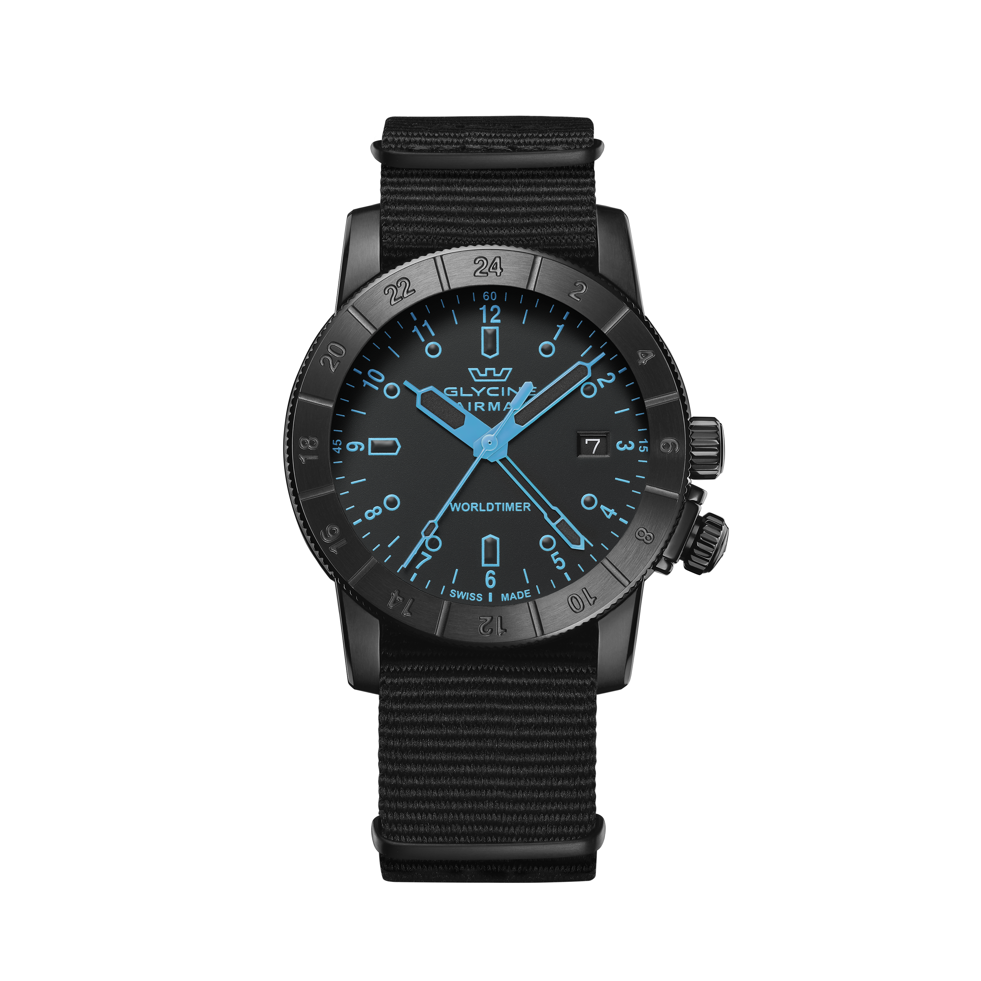 Glycine Men's Airman Worldtimer GMT 42mm Quartz Watch GL1025