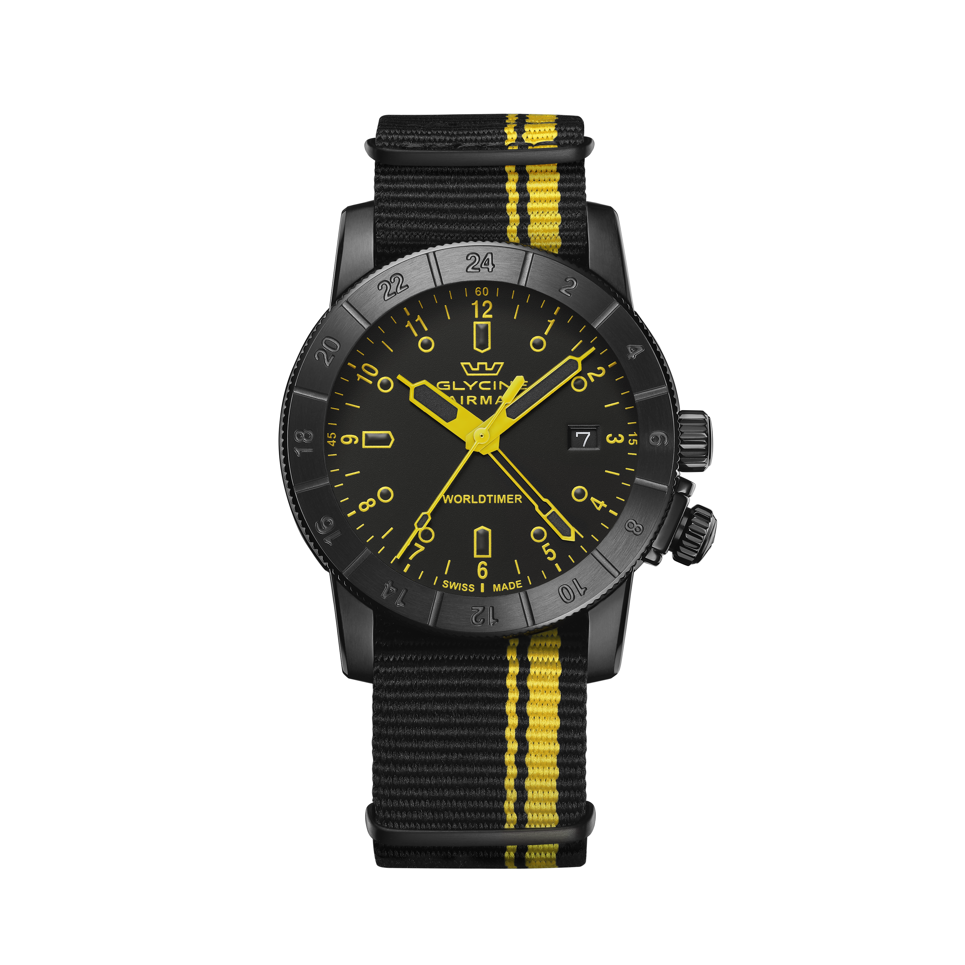 Reloj Glycine para hombre Airman Worldtimer GMT de cuarzo de 42 mm GL1030