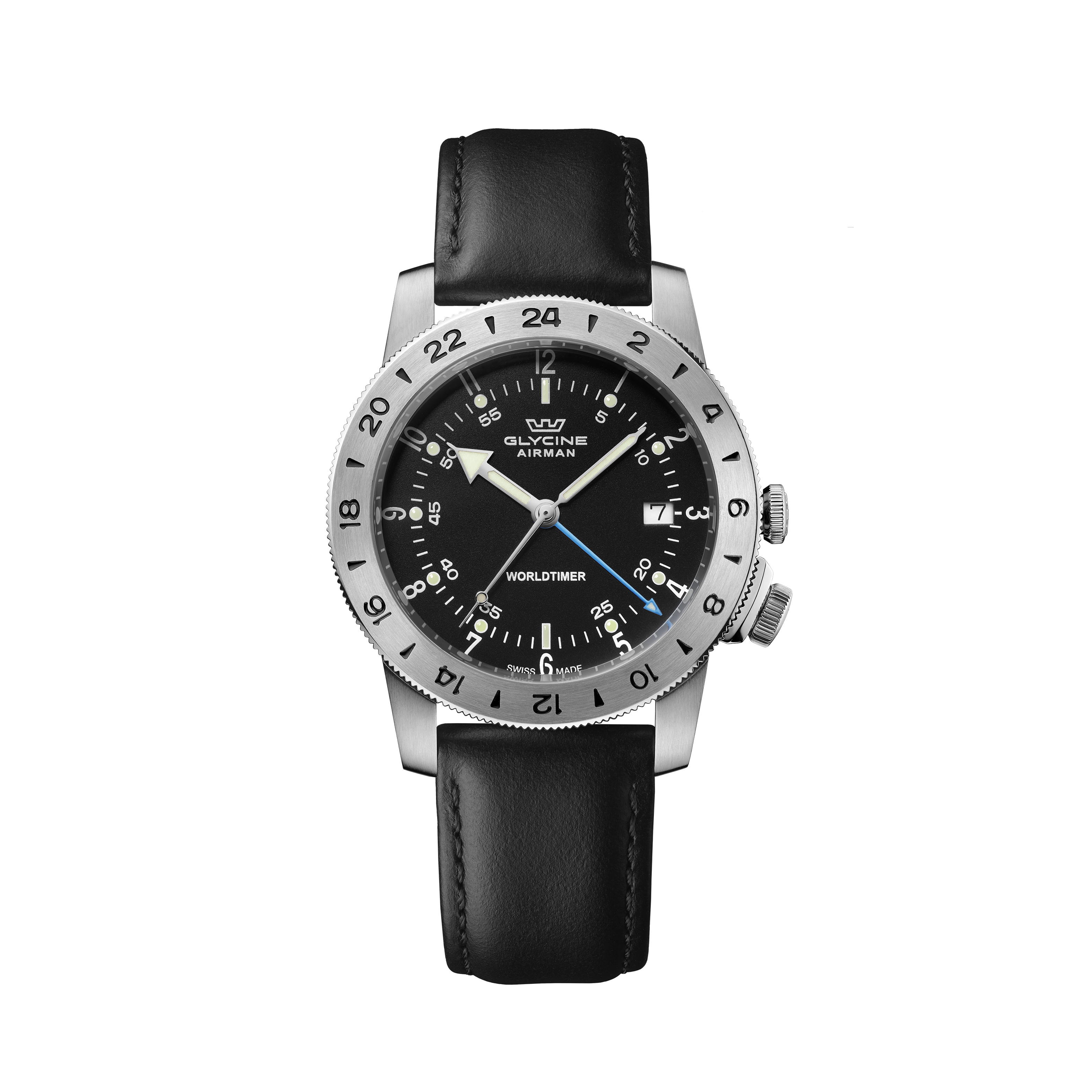 Glycine Men's Airman Worldtimer GMT Dual Time 40mm Quartz Watch GL1048