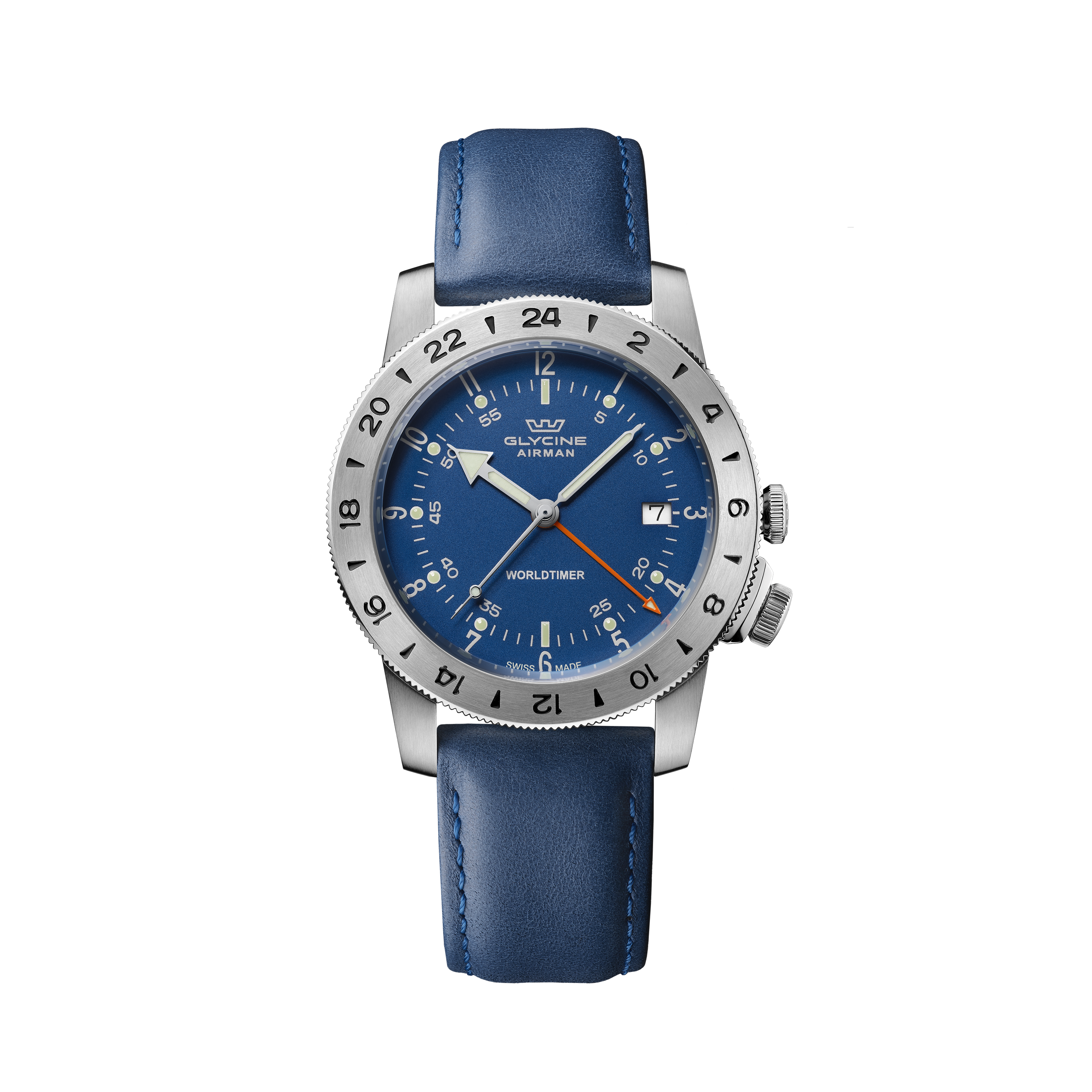 Glycine Men's Airman Worldtimer GMT Dual Time 40mm Quartz Watch GL1049